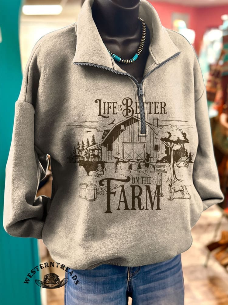 Vintage Western Art Print Casual Cotton Sweatshirt