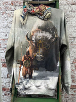 Vintage Art Print Casual Sweatshirt