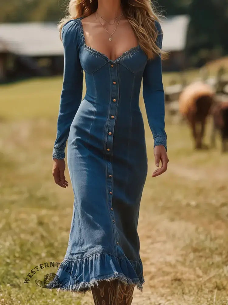 Women's Western-style Denim Cotton Dress