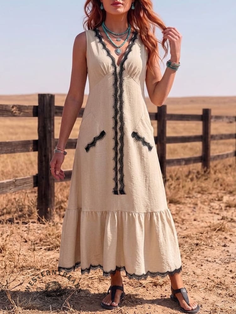 Women's Lace Solid Color Dress