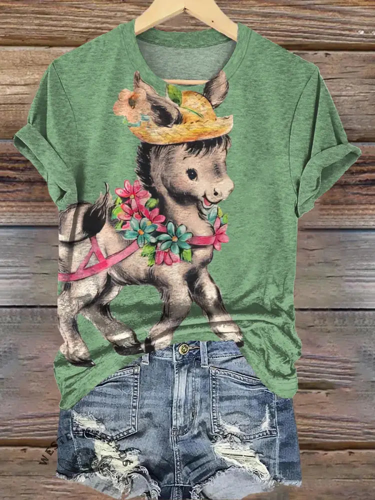 Vintage Donkey Art Print T-shirt