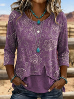 Women's Vintage Art Hollowed Out Lace Patchwork T-shirt