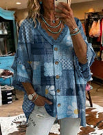 Vintage Art Patchwork Cotton And Linen Shirt