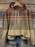 Vintage Art Print Casual Cotton Hooded Sweatshirt