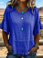 Vintage Art Hollowed Out Lace Patchwork T-Shirt