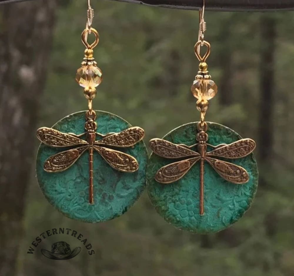 Vintage Dragonfly Golden Earrings