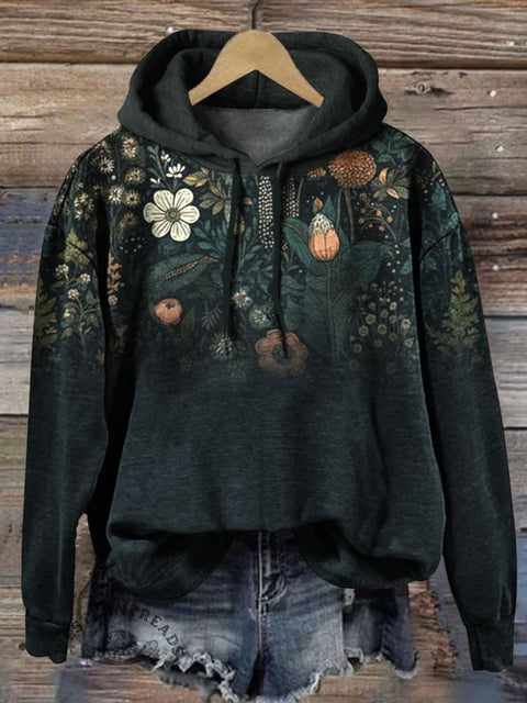 Floral Print Casual Hoodie Sweatshirt