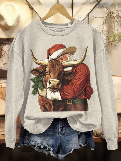 Christmas Print Casual Cotton Sweatshirt