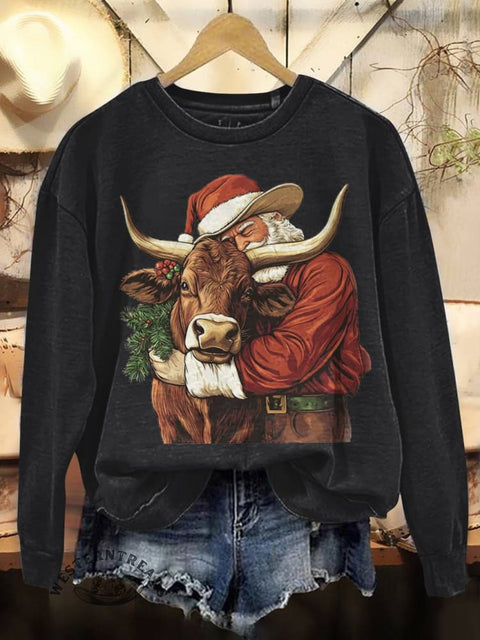 Christmas Print Casual Cotton Sweatshirt
