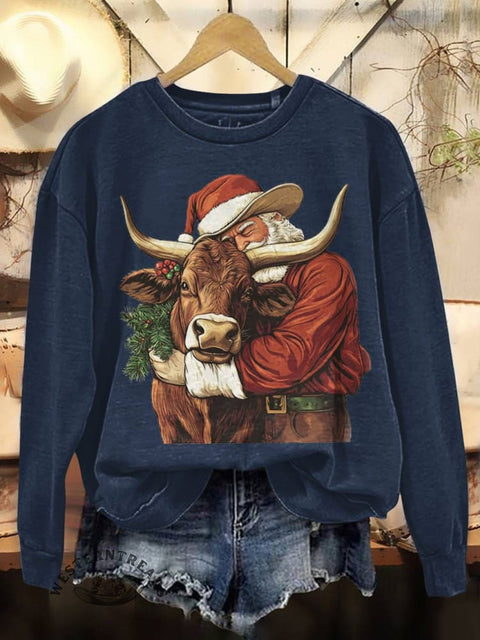 Christmas Print Casual Cotton Sweatshirt