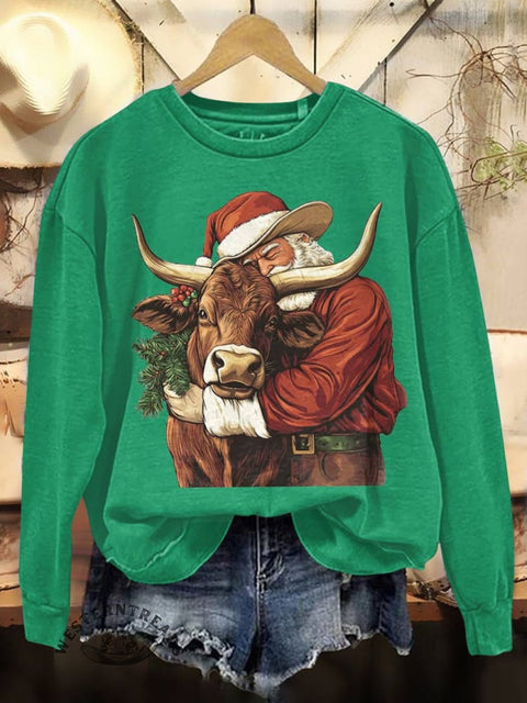 Christmas Print Casual Cotton Sweatshirt