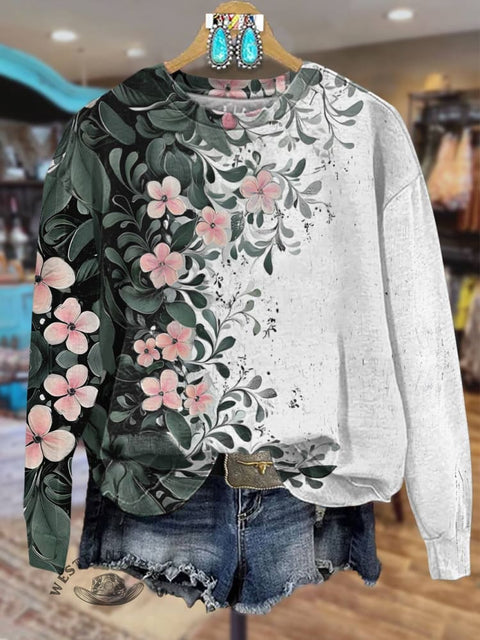 Flower Casual Cotton Sweatshirt
