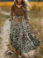 🔥Hot Sale🔥Women's Vintage Print Pocket Cotton Dress