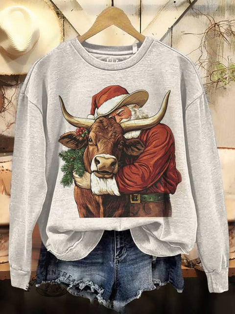 Christmas Print Casual Cotton Sweatshirt