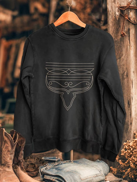 Classic West Print Casual Cotton Sweatshirt