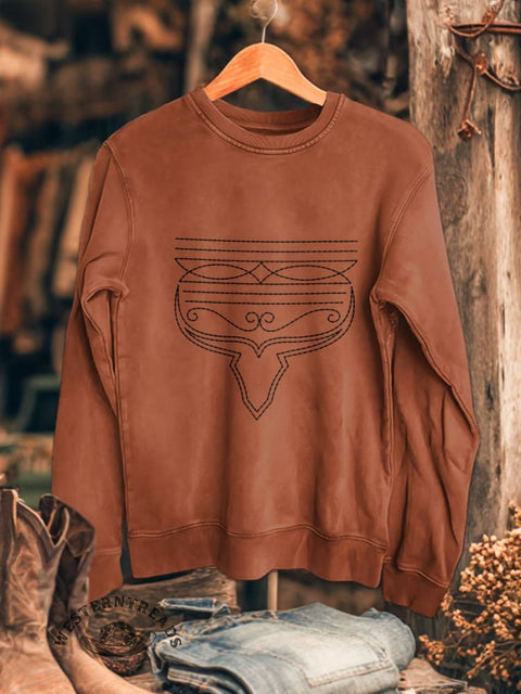 Classic West Print Casual Cotton Sweatshirt