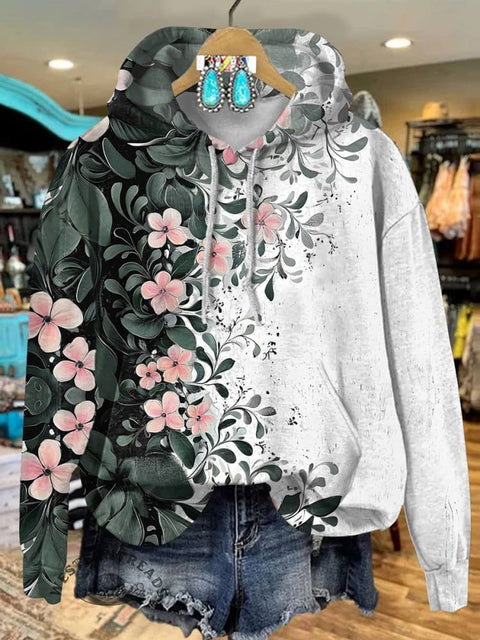 Flower Cotton Casual Hoodie Sweatshirt