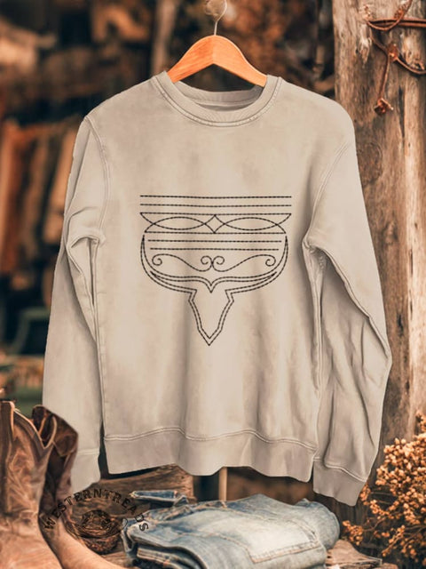 Classic West Print Casual Cotton Sweatshirt