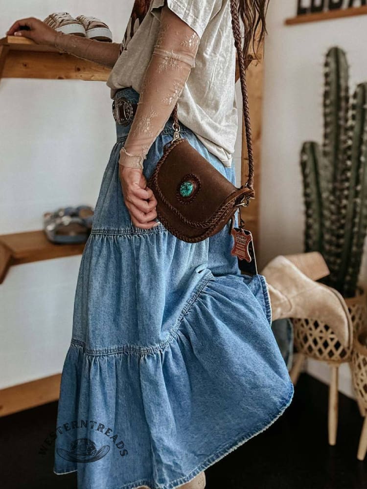 Boho Layered Denim Skirt