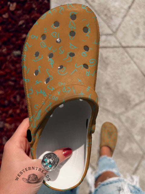 Cattle Brands Print Clogs