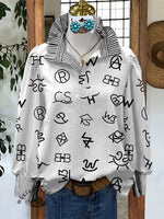 Women's Cattle Brands Print Casual Long Sleeve Comfortable Top