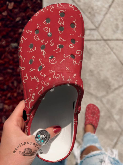 Cattle Brands Print Clogs