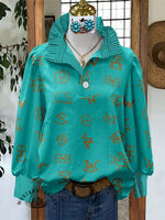 Women's Cattle Brands Print Casual Long Sleeve Comfortable Top