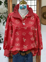 Women's Cattle Brands Print Casual Long Sleeve Comfortable Top