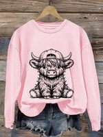 Women's Western Highland Cow Print Casual Sweatshirt