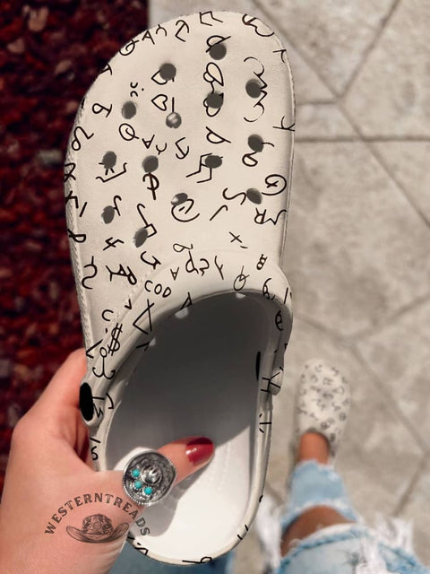 Cattle Brands Print Clogs