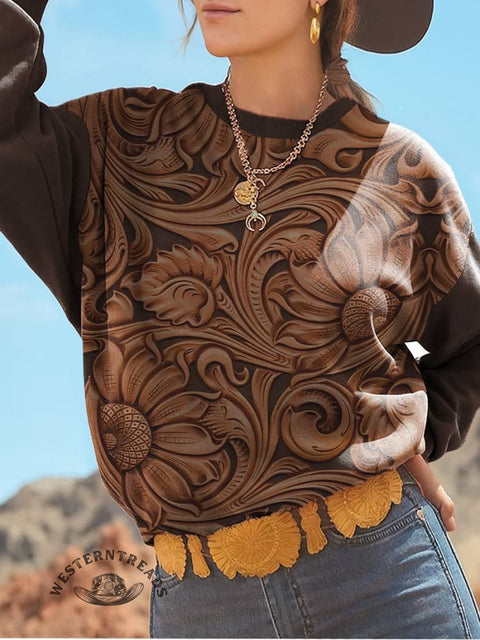 Classic West Print Casual Cotton Sweatshirt