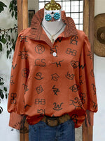 Women's Cattle Brands Print Casual Long Sleeve Comfortable Top