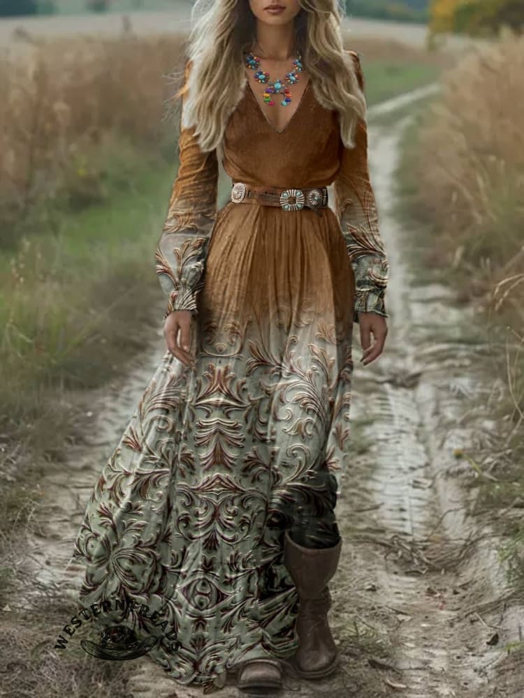 🔥Hot Sale🔥Women's Vintage Print Pocket Cotton Dress