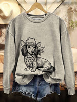 Western Cowboy Dog Print Cotton Sweatshirt