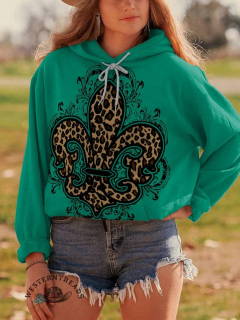 Classic West Print Cotton Casual Hoodie Sweatshirt