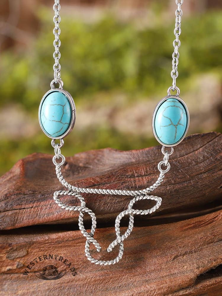 Turquoise Cow's Head Necklace