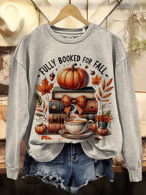 Fall Art Print Casual Cotton Sweatshirt