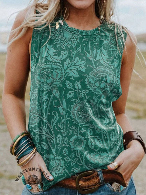 Women's Classic West Turquoise Casual Tank Top
