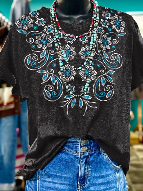 Black Flower Print T-shirt