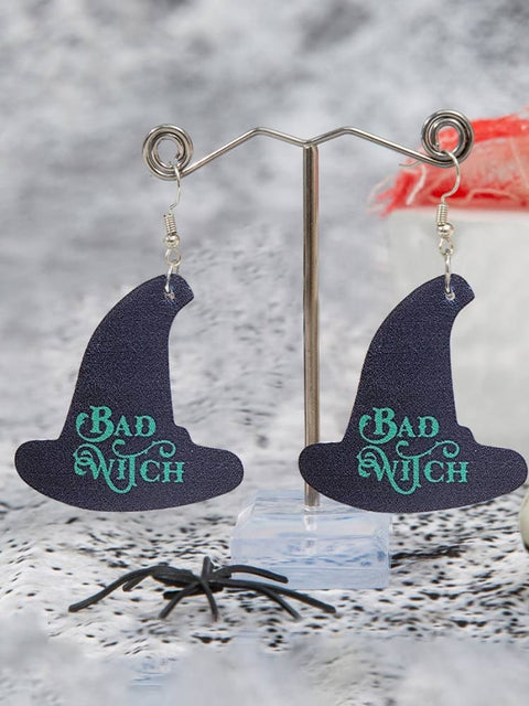 Halloween Bad Witch Print Earrings