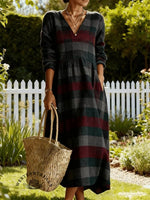 Women'S Casual Plaid Long Sleeve Dress