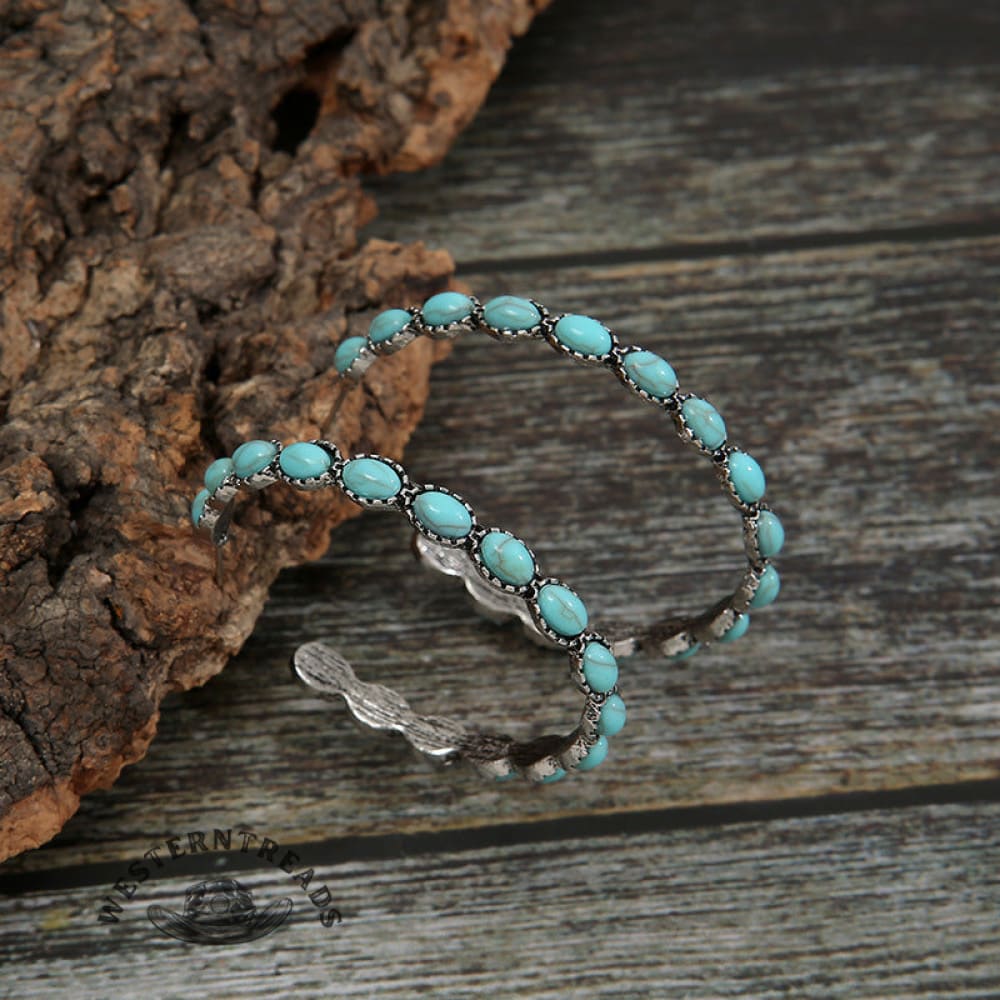 Retro Folk Style Peacock Blue Earrings