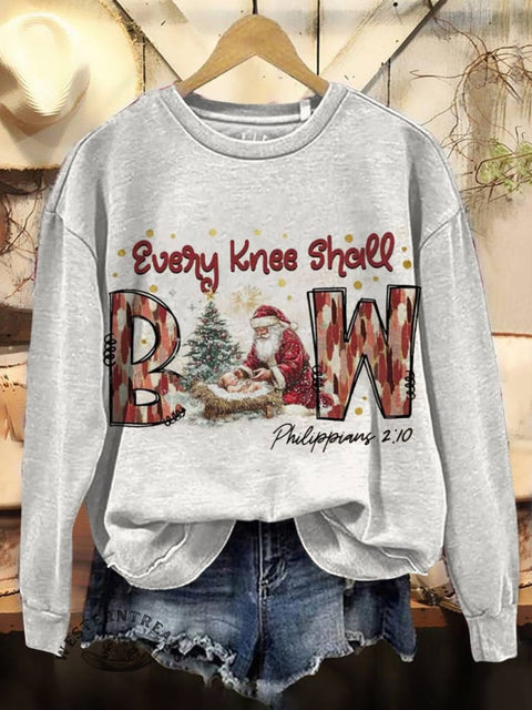 Christmas Print Casual Cotton Sweatshirt