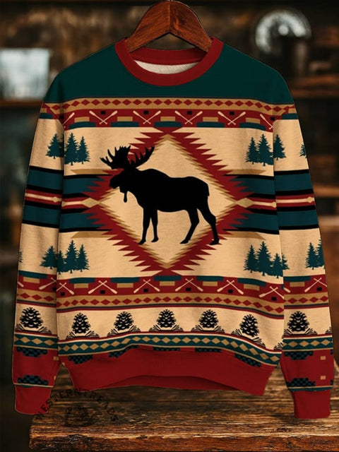 Ethnic Print Casual Cotton Sweatshirt