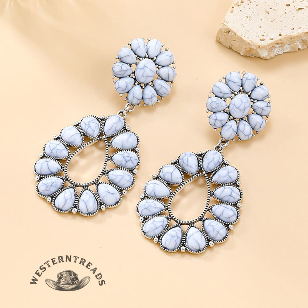 [High-quality texture]Turquoise Floral Earrings