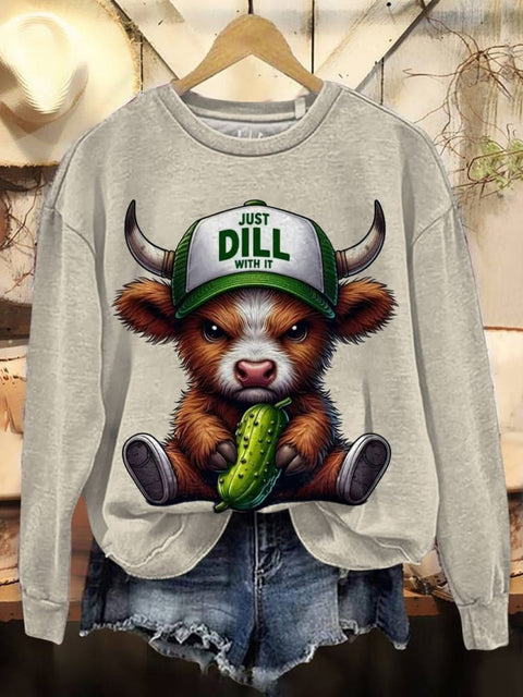 Cow Print Casual Cotton Sweatshirt