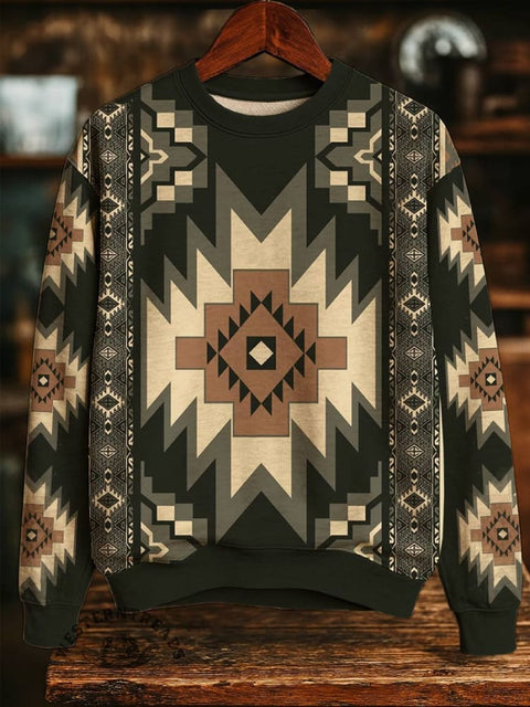Ethnic Print Casual Cotton Sweatshirt