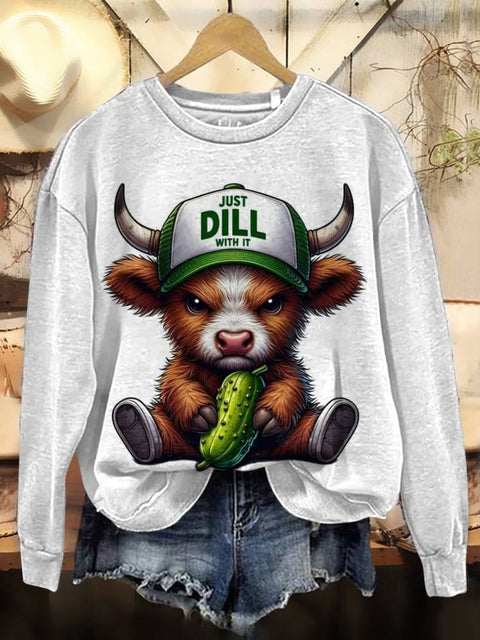 Cow Print Casual Cotton Sweatshirt