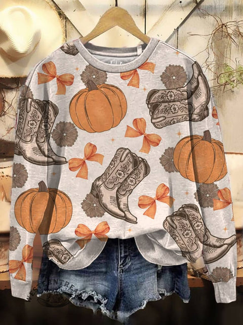 Fall Art West Print Casual Cotton Sweatshirt