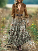 🔥Hot Sale🔥Women's Vintage Print Pocket Cotton Dress